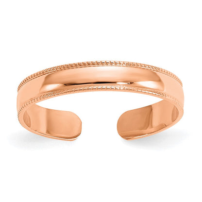 14K Roségold Mill Grain Verstellbar Zehenring