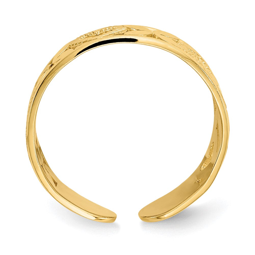 14K Gelbgold Diamantiert X & Herz Zehenring