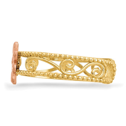 14K Bicolor Blume Zehenring