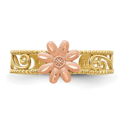 14K Bicolor Blume Zehenring