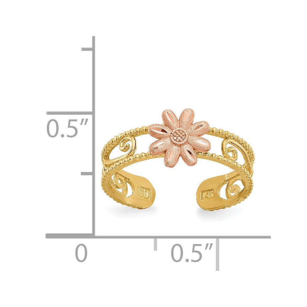 14K Bicolor Blume Zehenring