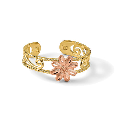 14K Bicolor Blume Zehenring