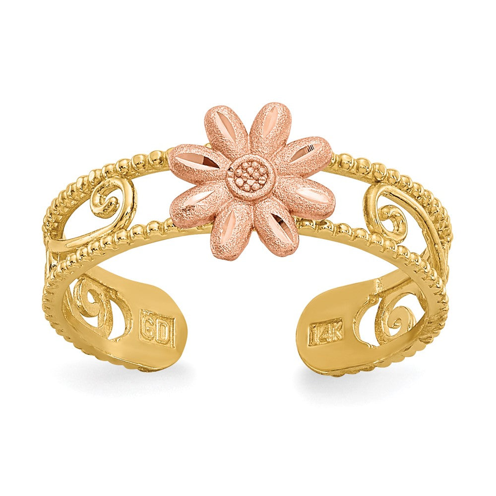 14K Bicolor Blume Zehenring