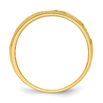 14K Gelbgold Ring mit Diamantschliff und 5 Herzen