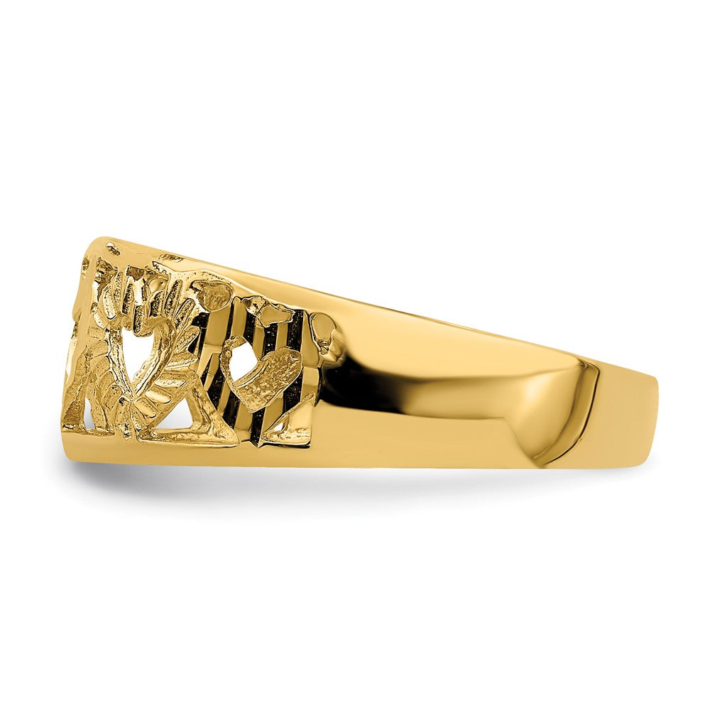 14K Gelbgold Ring mit Diamantschliff und 5 Herzen