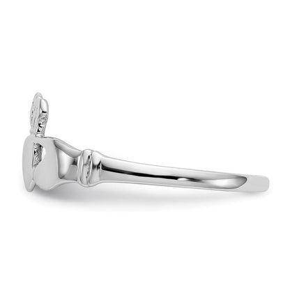 14K Weißgold Claddagh-Ring für Damen