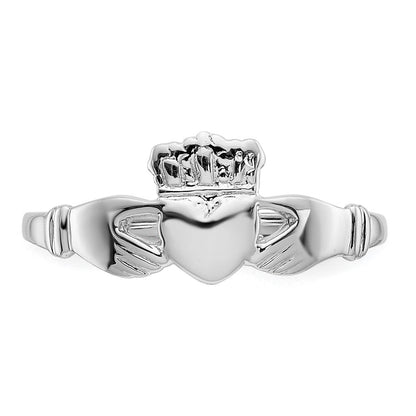 14K Weißgold Claddagh-Ring für Damen