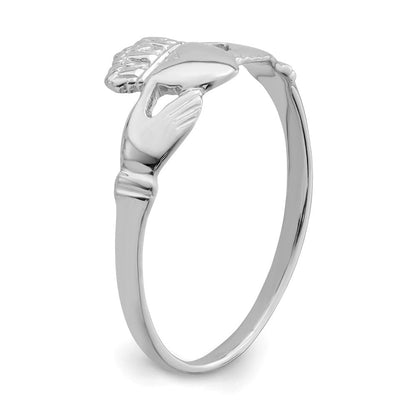 14K Weißgold Claddagh-Ring für Damen