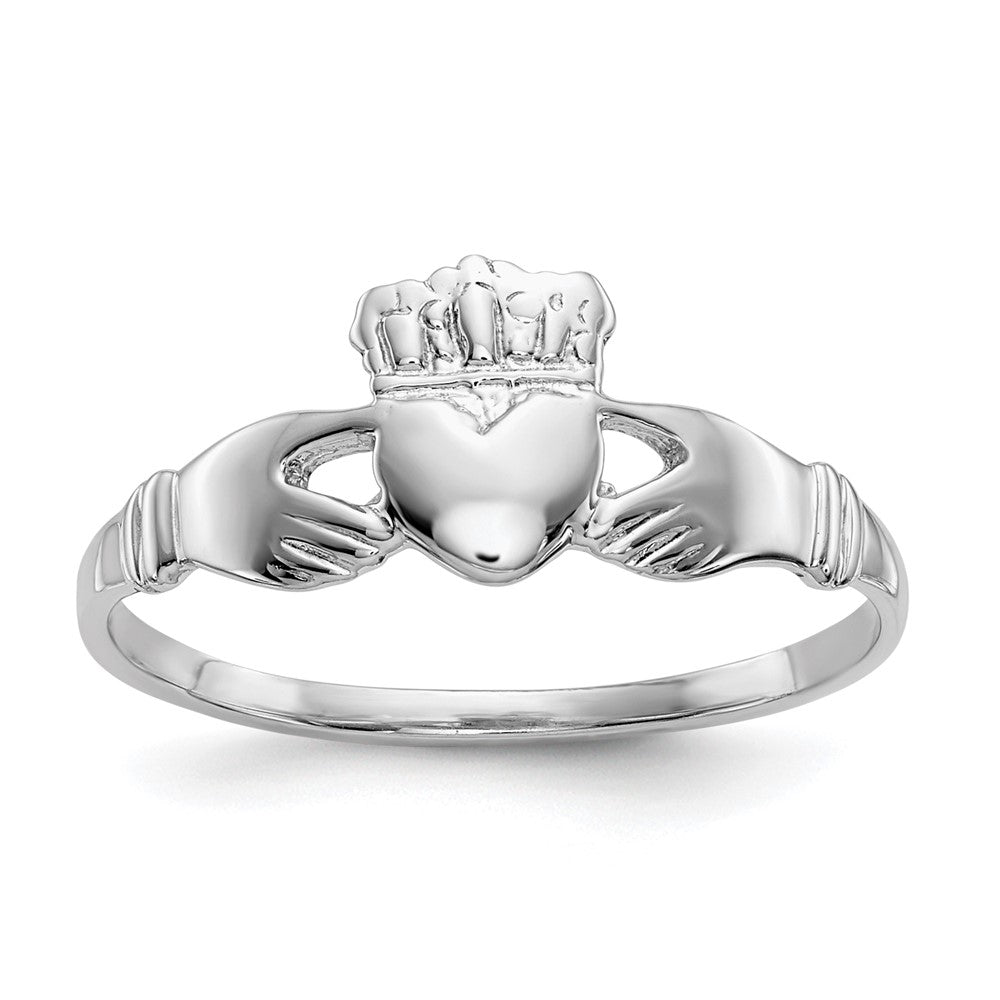 14K Weißgold Claddagh-Ring für Damen