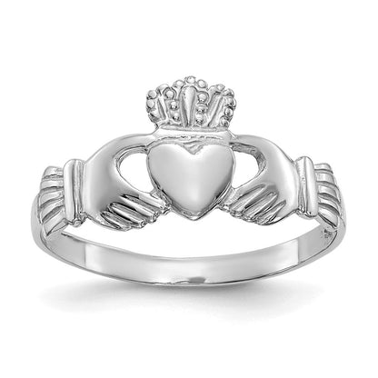 14K Weißgold Claddagh-Ring für Damen