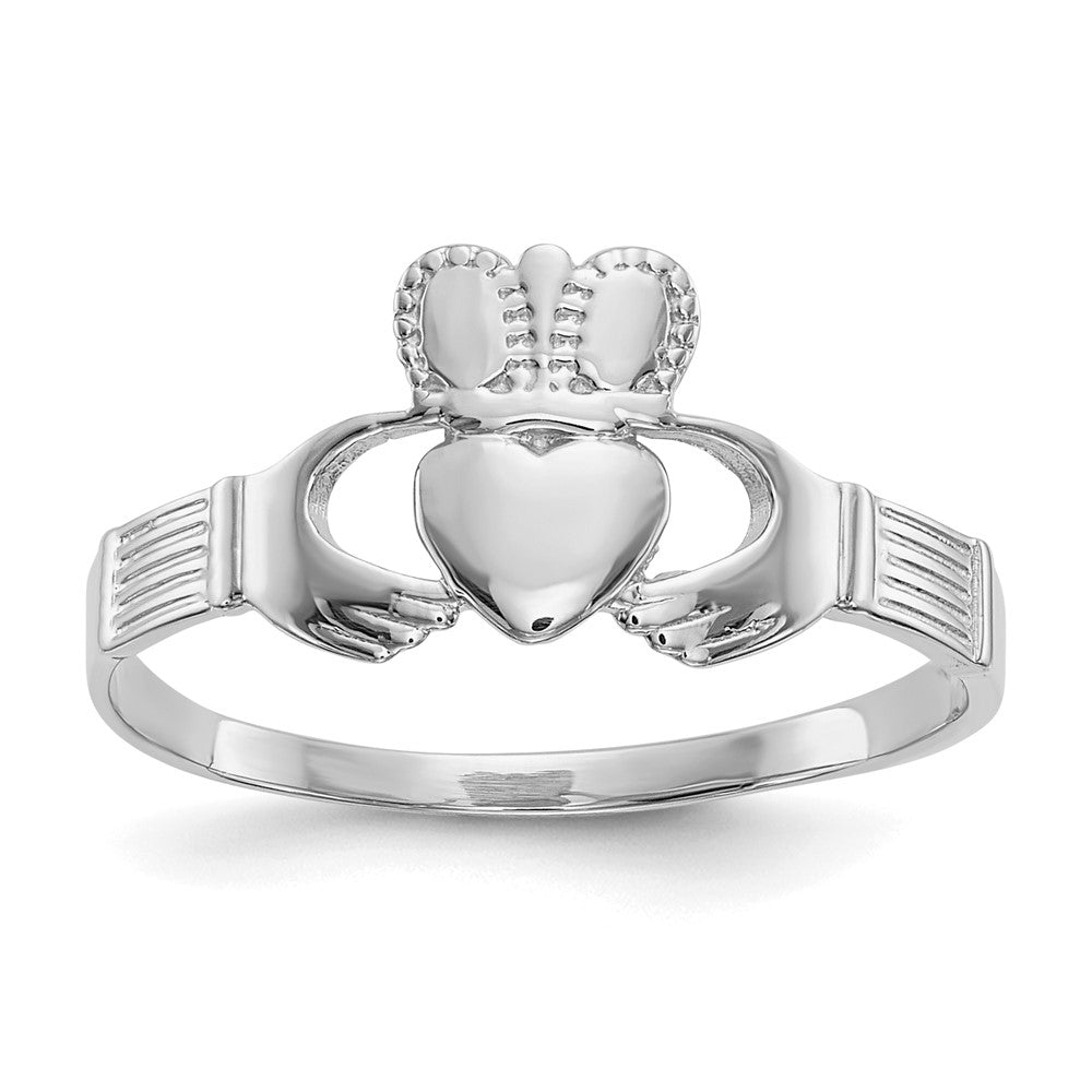 Damen-Claddagh-Ring aus 14K Weißgold