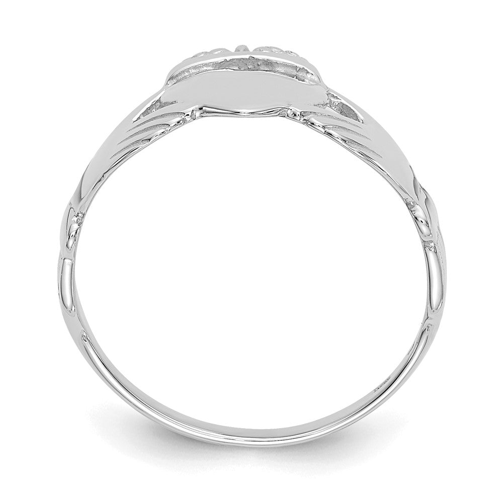 14K Weißgold Damen-Claddagh-Ring