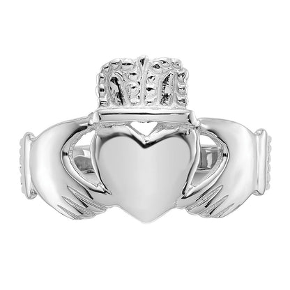 14K Weißgold Damen-Claddagh-Ring
