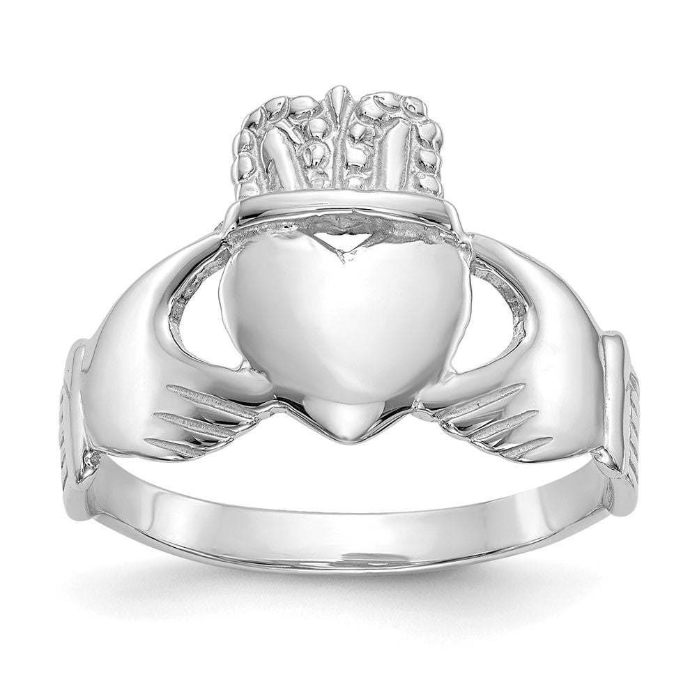 14K Weißgold Damen-Claddagh-Ring
