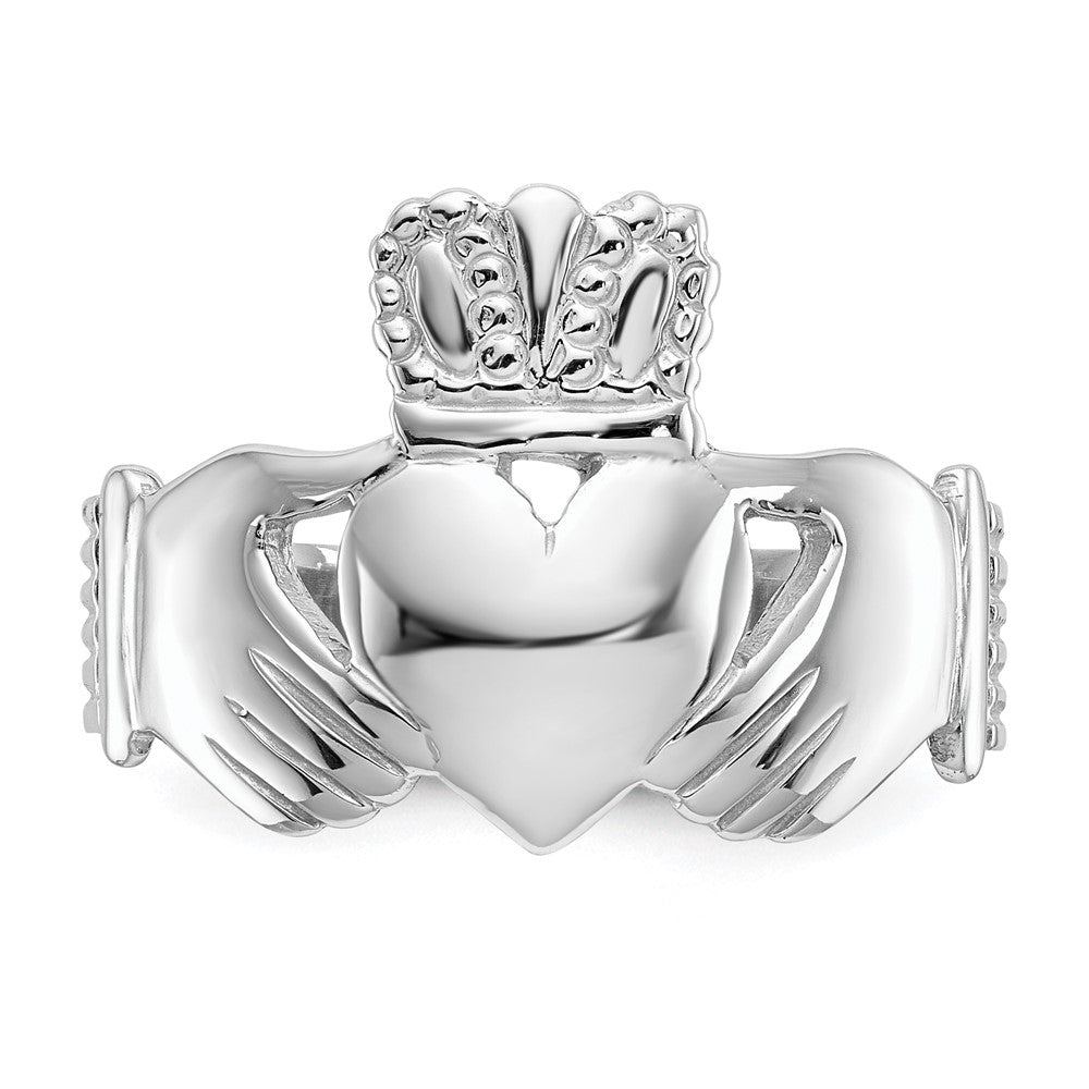 14K Weißgold Claddagh-Ring für Herren