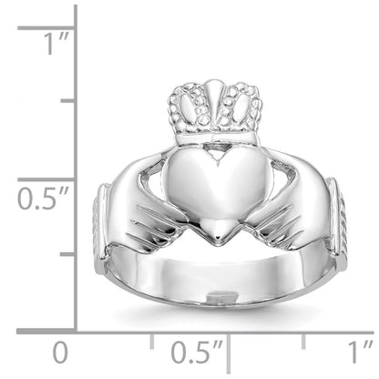 14K Weißgold Claddagh-Ring für Herren