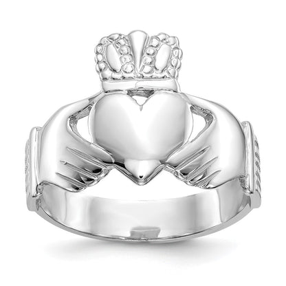 14K Weißgold Claddagh-Ring für Herren