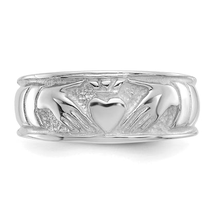 14K Weißgold Claddagh-Ring für Damen