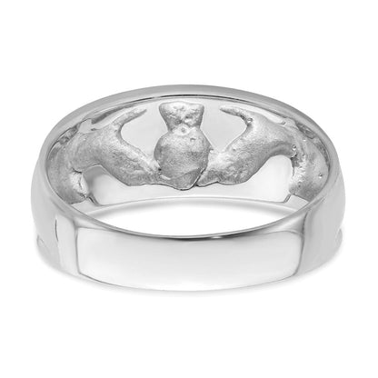 14K Weißgold Claddagh-Ring für Damen