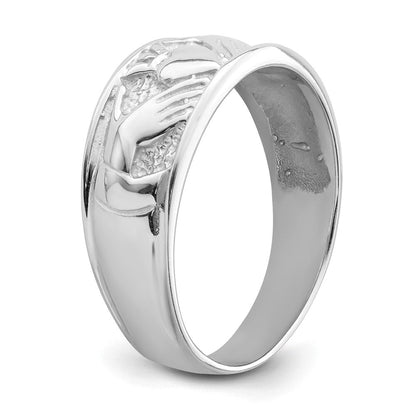 14K Weißgold Claddagh-Ring für Damen