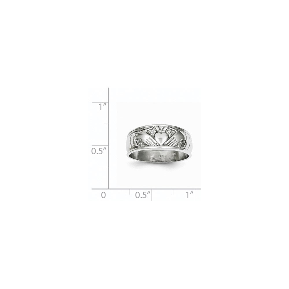 14K Weißgold Claddagh-Ring für Damen