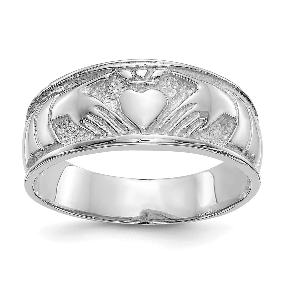 14K Weißgold Claddagh-Ring für Damen