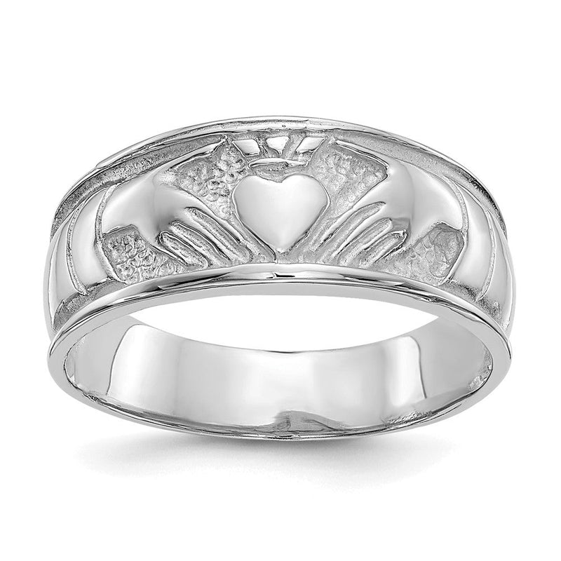 14K Weißgold Claddagh-Ring für Damen
