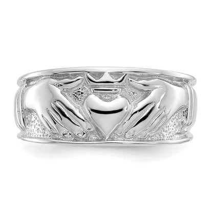 14K Weißgold Herren-Claddagh-Ring