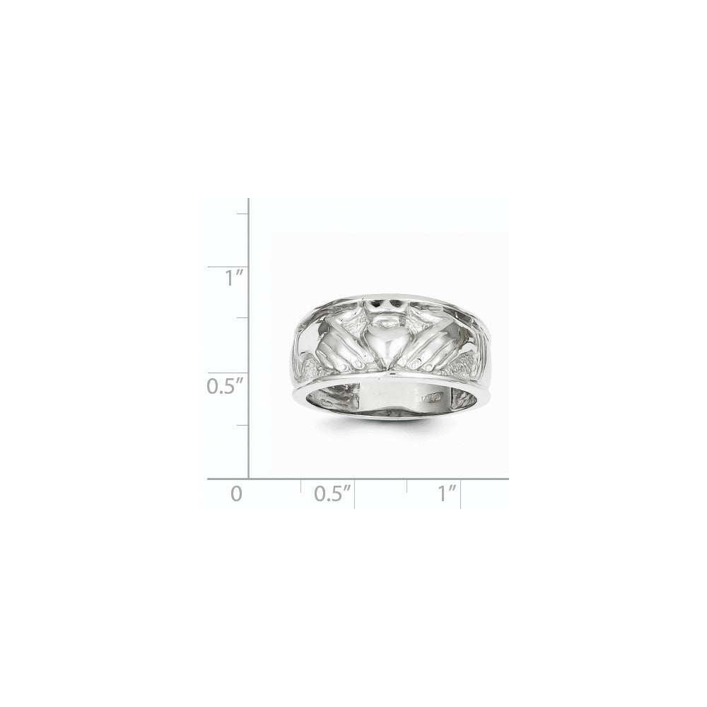 14K Weißgold Herren-Claddagh-Ring
