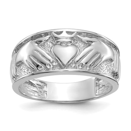 14K Weißgold Herren-Claddagh-Ring
