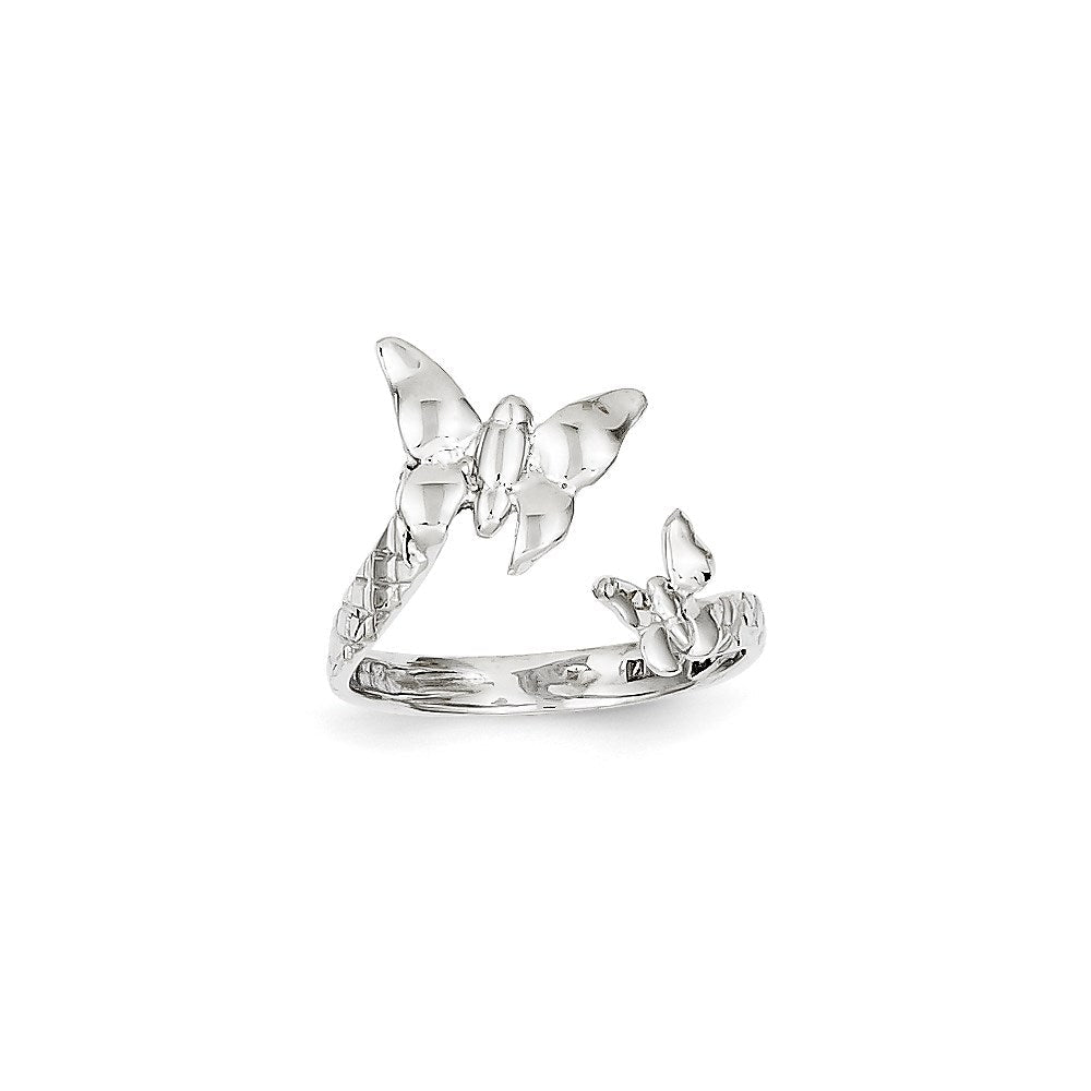 14K Weißgold Ring mit Doppel-Schmetterlingen