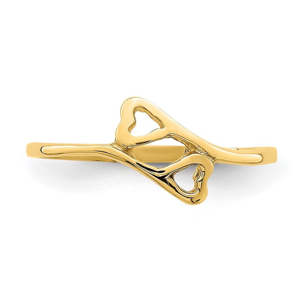14K Gelbgold Doppelt Herz Baby Ring