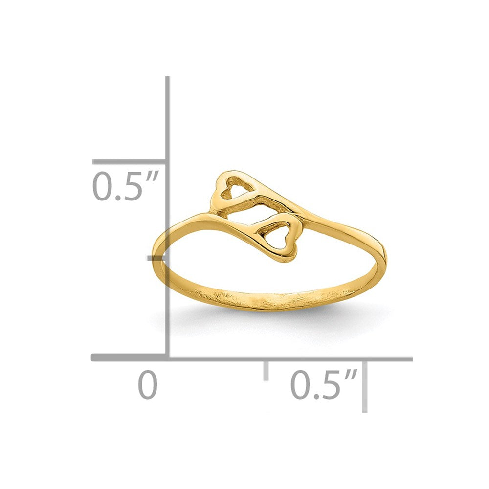 14K Gelbgold Doppelt Herz Baby Ring