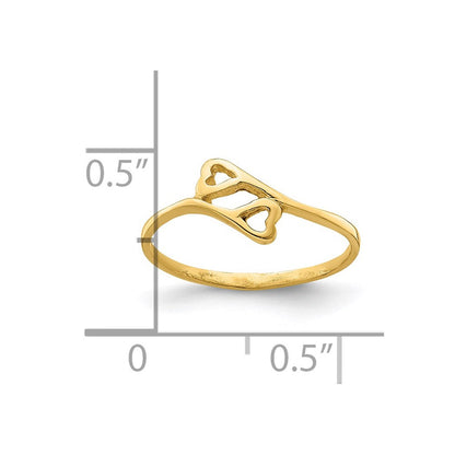 14K Gelbgold Doppelt Herz Baby Ring