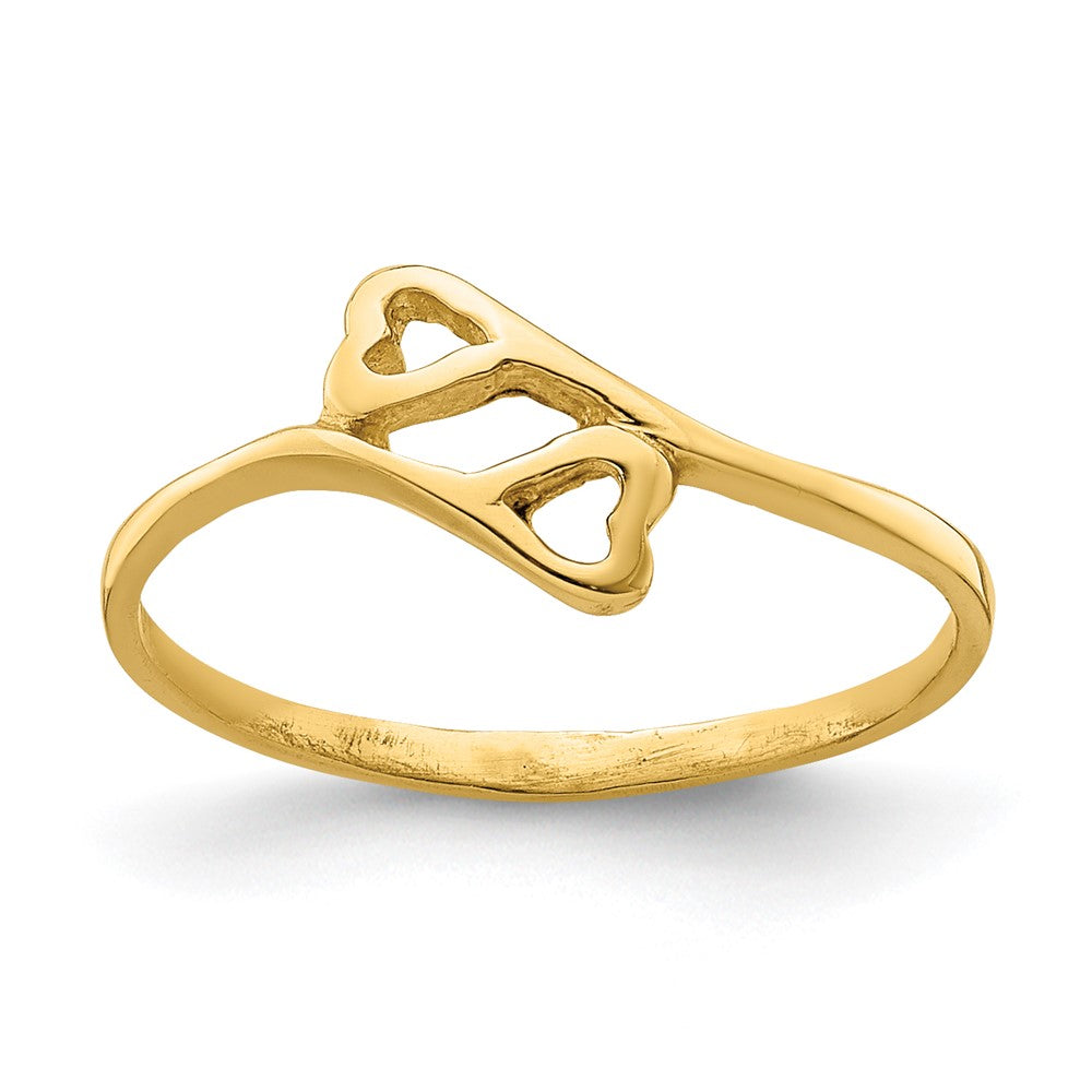14K Gelbgold Doppelt Herz Baby Ring