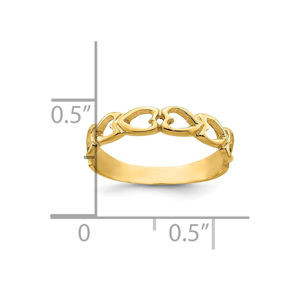 14K Gelbgold Offen Herzen Baby Ring