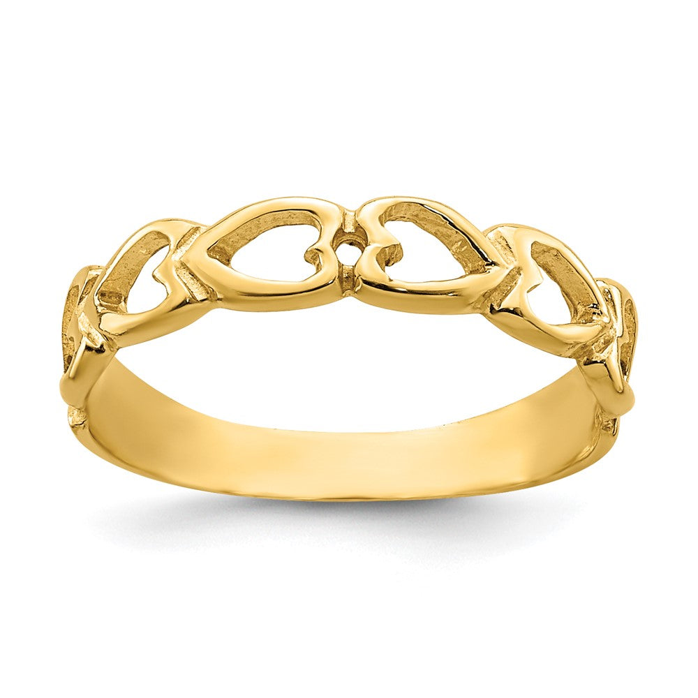 14K Gelbgold Offen Herzen Baby Ring