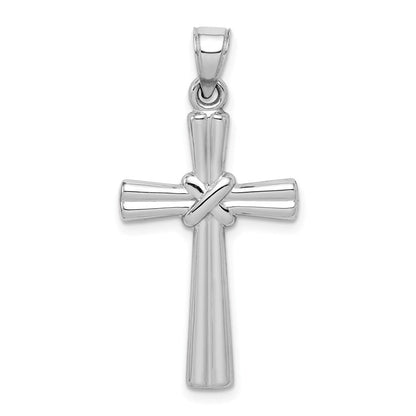 14K Weißgold Hohl Kreuz Anhänger