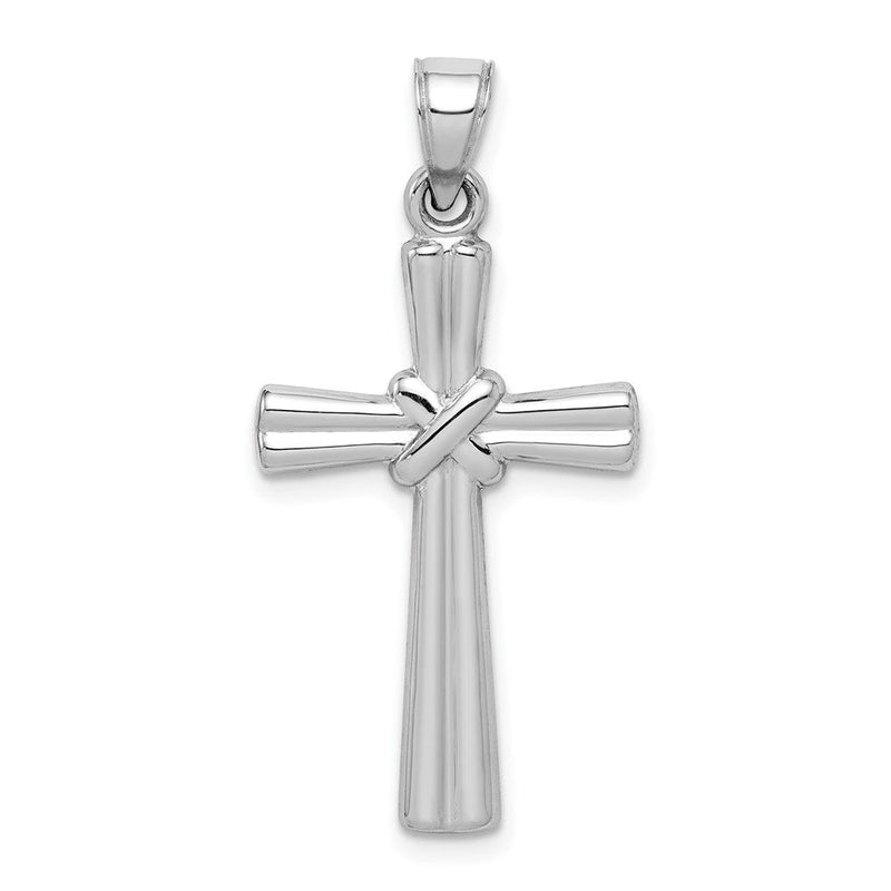 14K Weißgold Hohl Kreuz Anhänger