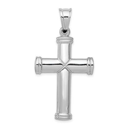 14K Weißgold Hohl Kreuz Anhänger