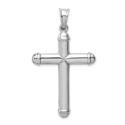 14K Weißgold Hohl Kreuz Anhänger