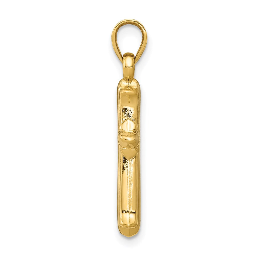 14K Gelb & Rhodium mit Rhodium Wendbar Hohl Kreuz Anhänger