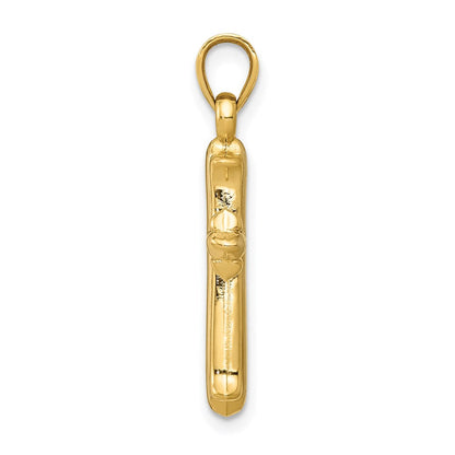 14K Gelb & Rhodium mit Rhodium Wendbar Hohl Kreuz Anhänger