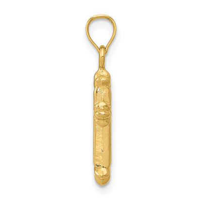 14K Gelb & Rhodium mit Rhodium Hohl Kreuz Charm