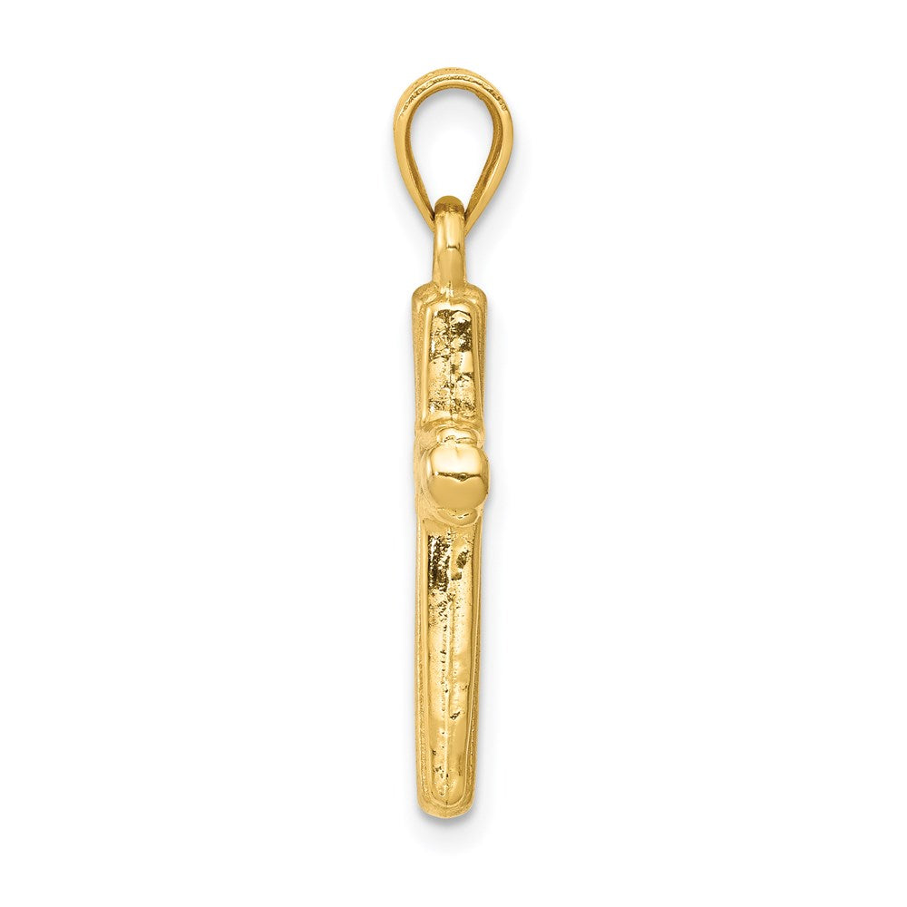 14K Gelb & Rhodium mit Rhodium Kreuz Anhänger