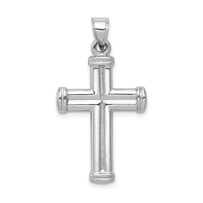 14K Weißgold Hohl Kreuz Anhänger
