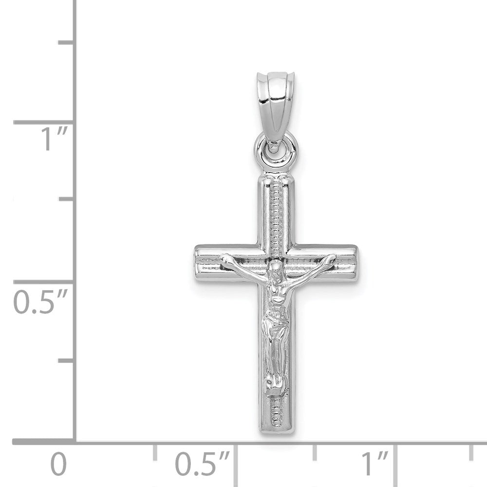 14K Weißgold Hohl Kruzifix Anhänger