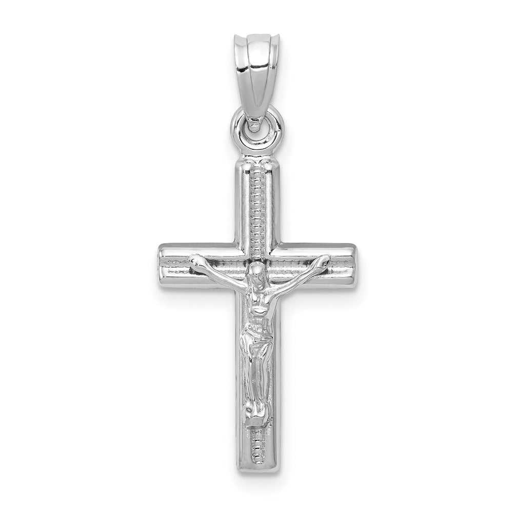 14K Weißgold Hohl Kruzifix Anhänger