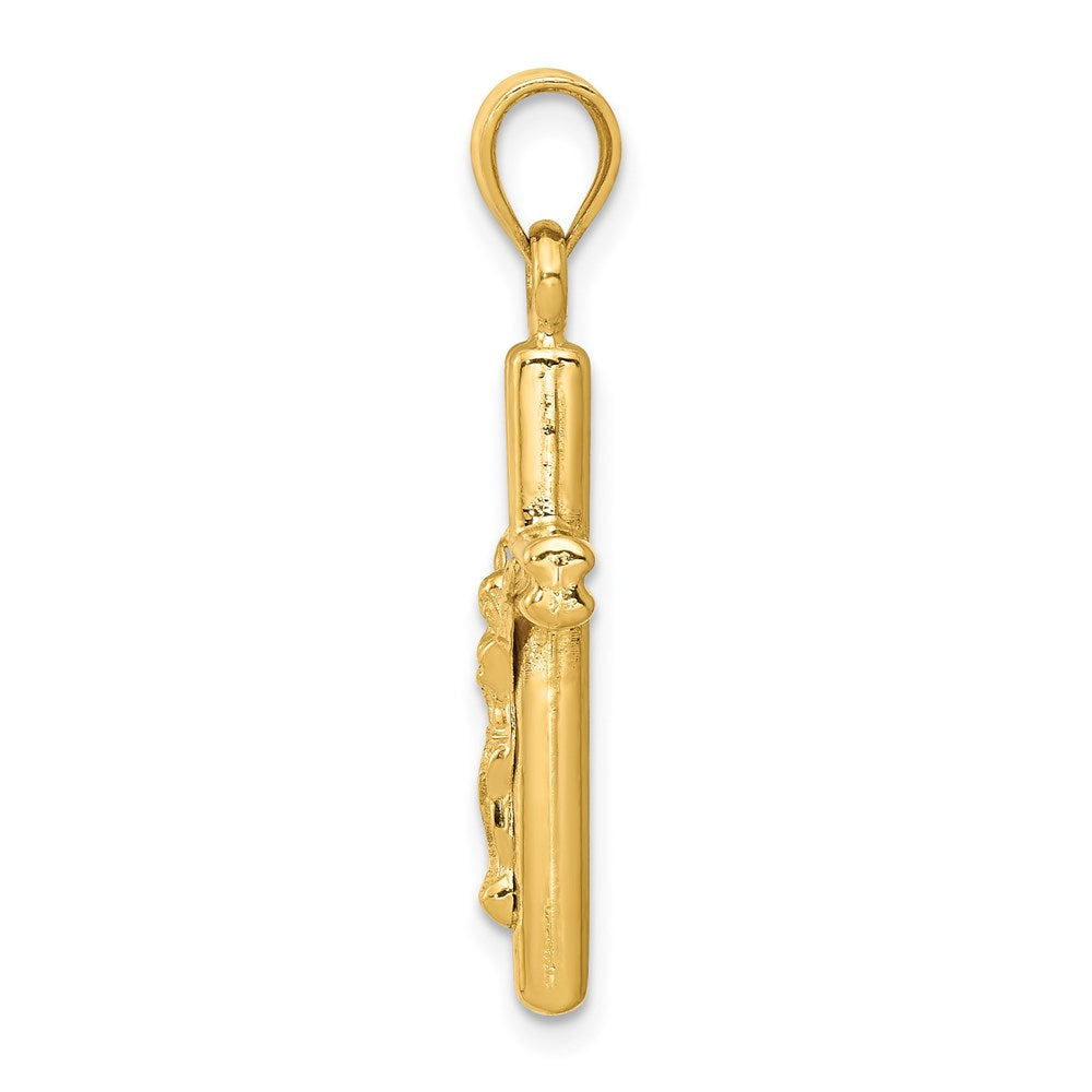 14K Gelbgold Hohl Kruzifix Anhänger
