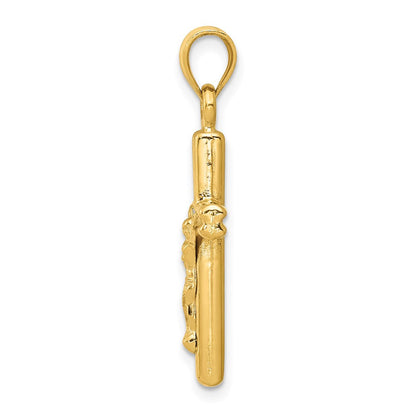 14K Gelbgold Hohl Kruzifix Anhänger